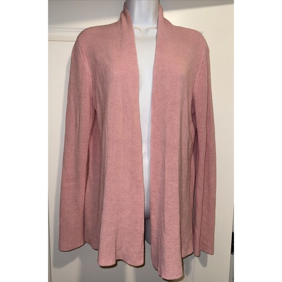 Eileen Fisher Cardigan Women M Pink Cotton Silk Italian Yarn Open Front Sweater - Picture 1 of 10